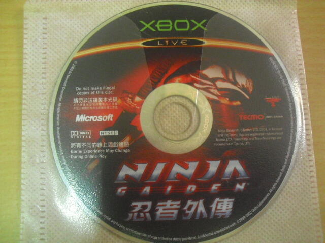 ※隨緣電玩※XBOX LIVE- Ninja Gaiden：忍者外傳《一片裝》㊣正版㊣光碟正常/裸片包裝．一片裝888元
