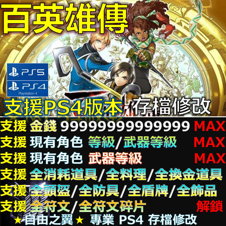 【PS4】【PS5】百英雄傳 -專業存檔修改Eiyuden Chronicle Hundred Heroes 修改 