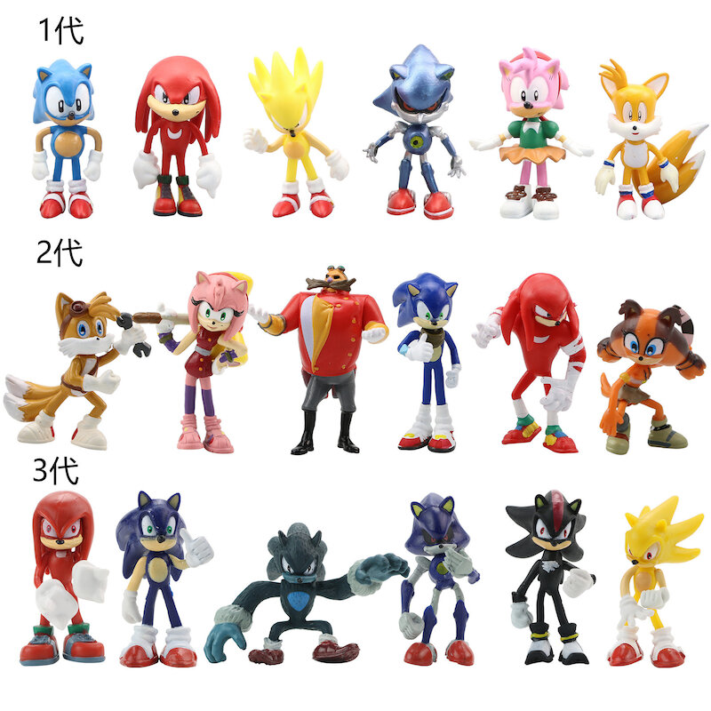 6款Sonic索尼克手辦超音鼠飛天鼠玩具游戲模型玩偶擺件