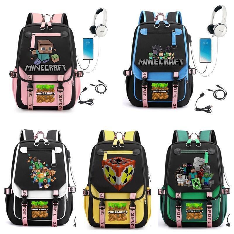 台灣現貨我的世界背包女動漫書包筆記本電腦包男學生背包旅行包 (有USB 和耳機接口)  露天市集  全台最大的網路購物市
